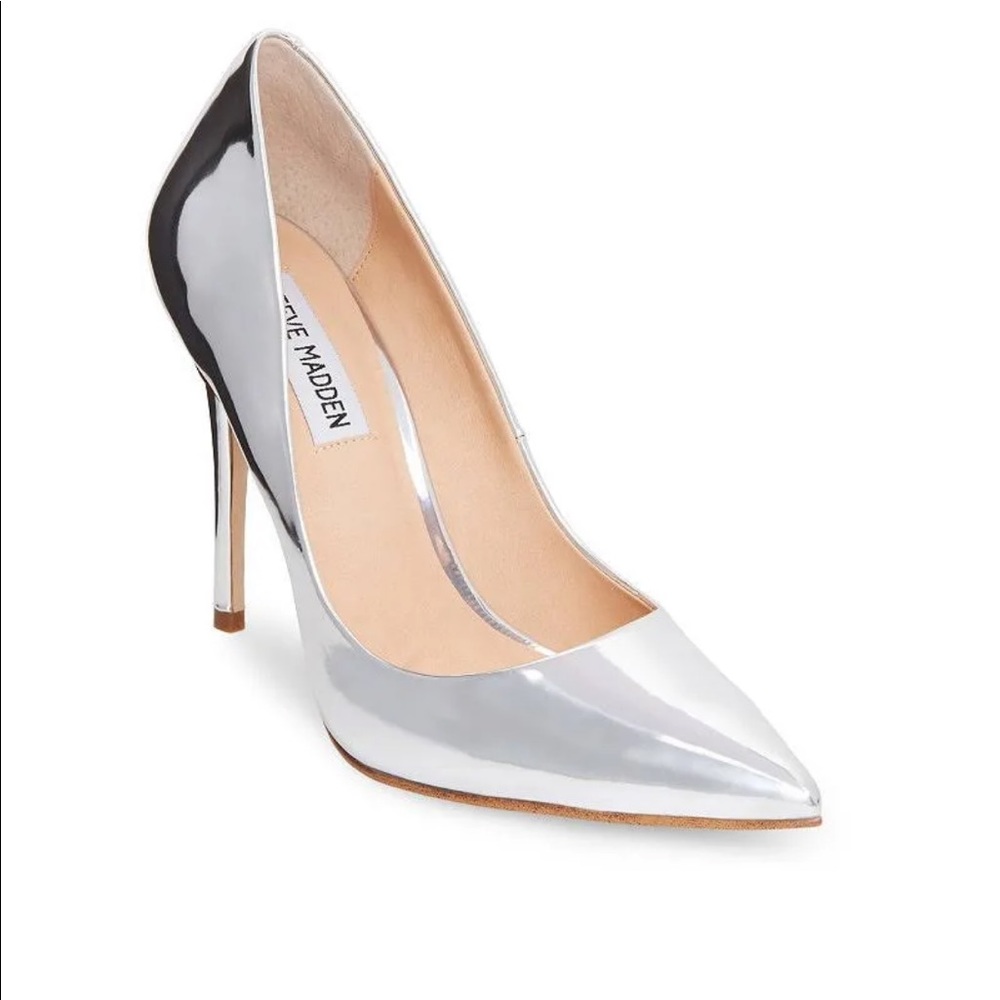 STEVE MADDEN Reflective Silver Heels